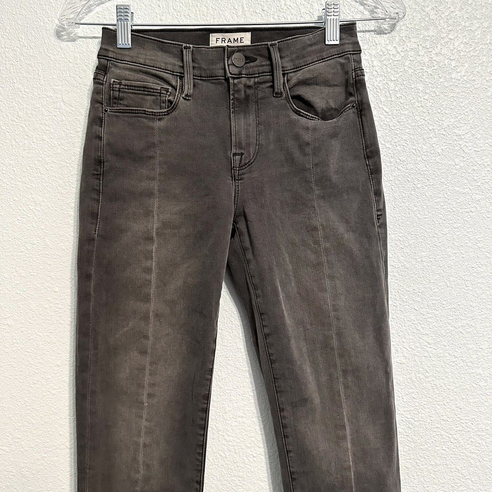 FRAME Denim Womens Size 23 Le Nouveau Straight Split Frey Hem Jeans Woodland - Picture 2 of 16